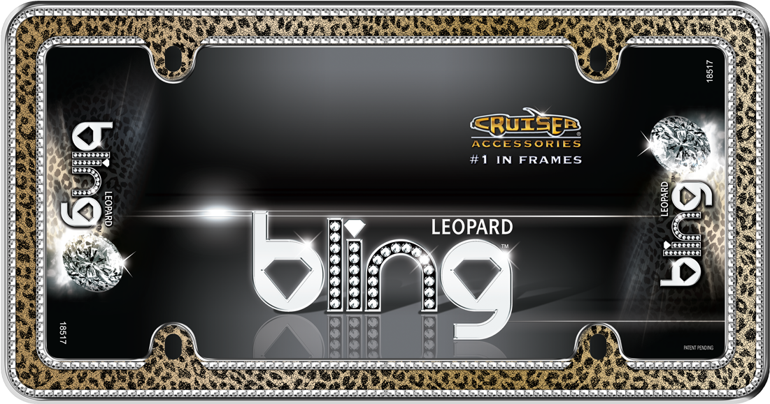 Leopard Bling, Chrome/gold/black/clear - Leopard Bling Chrome License Plate Frame (1200x678), Png Download