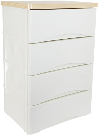 White & Natural 4-drawer Chest - Stor White & Natural 4-drawer Chest (492x492), Png Download