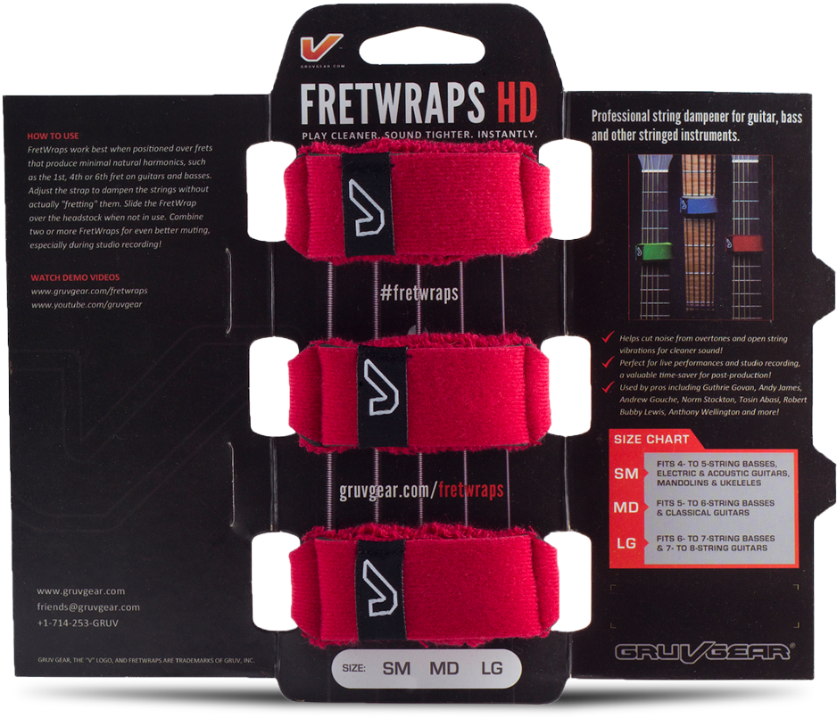 Fretwraps™ String Muters - Gruv Gear Fret Wraps Hd Fire Red Medium (1000x1000), Png Download