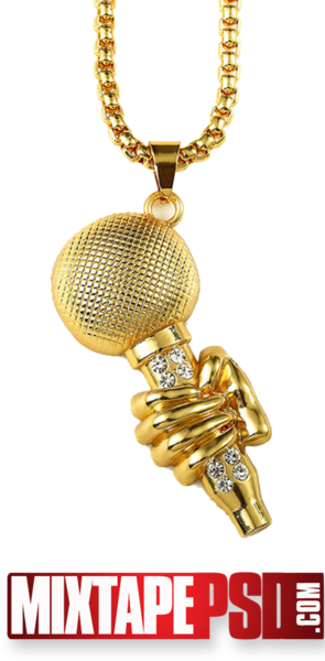 Share This Image - Gold Microphone Pendant Png (295x600), Png Download