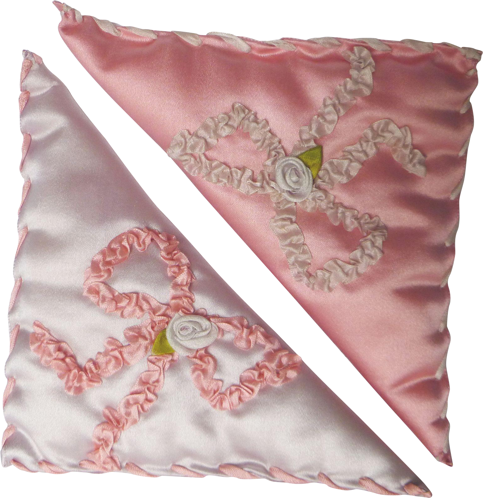 Pair Vintage Ribbon Work Dresser Sachet ~ Silk Ribbon - Stitch (1598x1598), Png Download