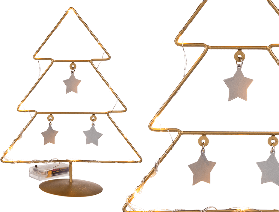 Arbol De Navidad Dorado De Metal Con Estrellas Plateadas - Arbol De Navidad Con Metal (945x709), Png Download