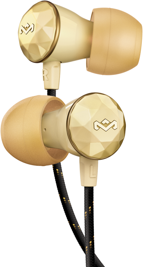 Nesta Earbuds - House Of Marley Nesta In-ear Gold Headphones - Em-fe033-gd (1100x1100), Png Download