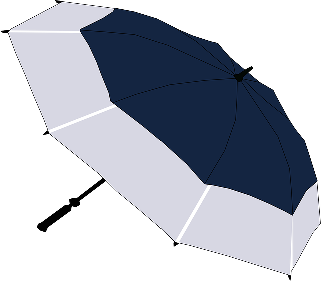 Blue, Umbrella, White, Free, Color, Weather, Rain, - Umbrella Clipart (640x561), Png Download
