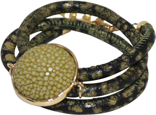 Didaj Black & Olive Green Snake Italian Wrap Leather - Bracelet (700x700), Png Download