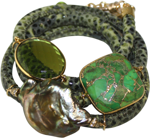 Didaj Olive Green Snake Italian Wrap Leather Bracelet - Bracelet (700x700), Png Download