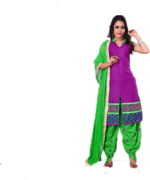 Buy Purple & Green Color Cotton Patyila Salwar Kameez - Silk (800x600), Png Download