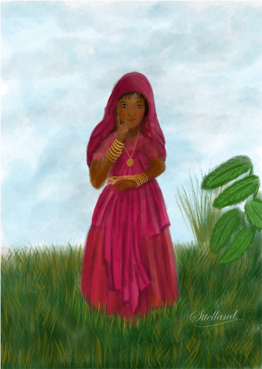 Indian Girl - Sttelland - Painting (1280x720), Png Download