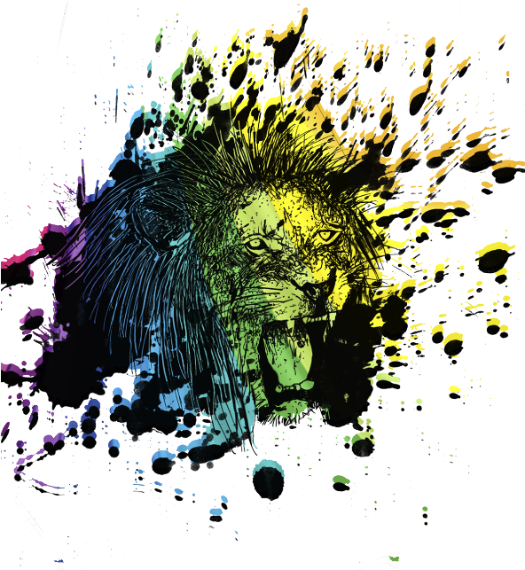 Rainbow Roaring Lion - Lion (666x800), Png Download