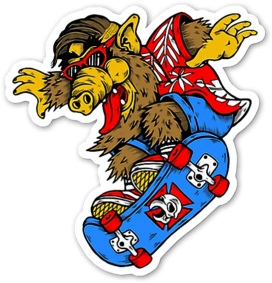 Alf Sticker - Alf Skateboarding (600x600), Png Download
