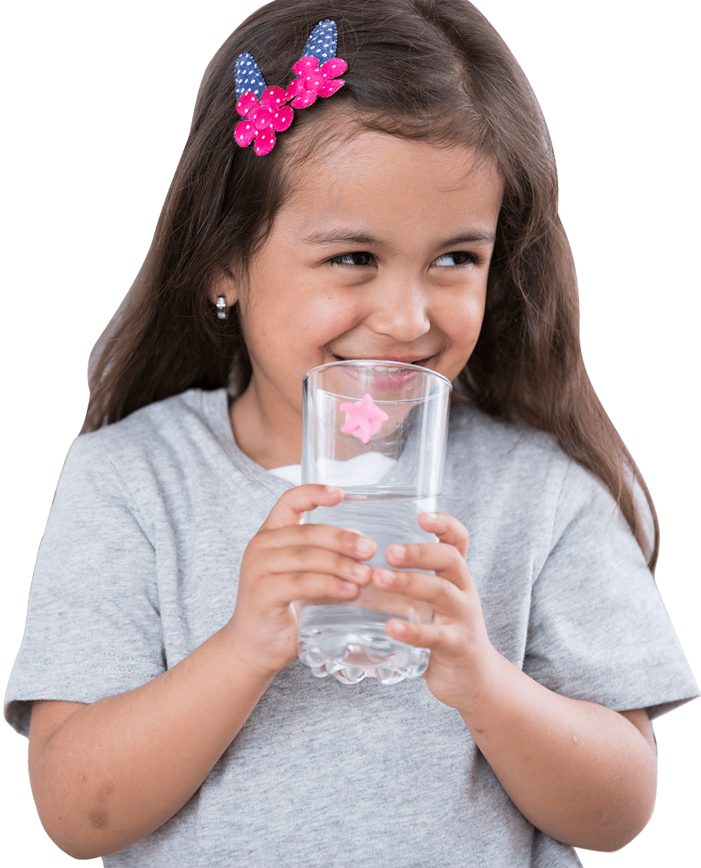 Smiling Girl With Glass Of Water - Drinking Of Children (1000x1238), Png Download