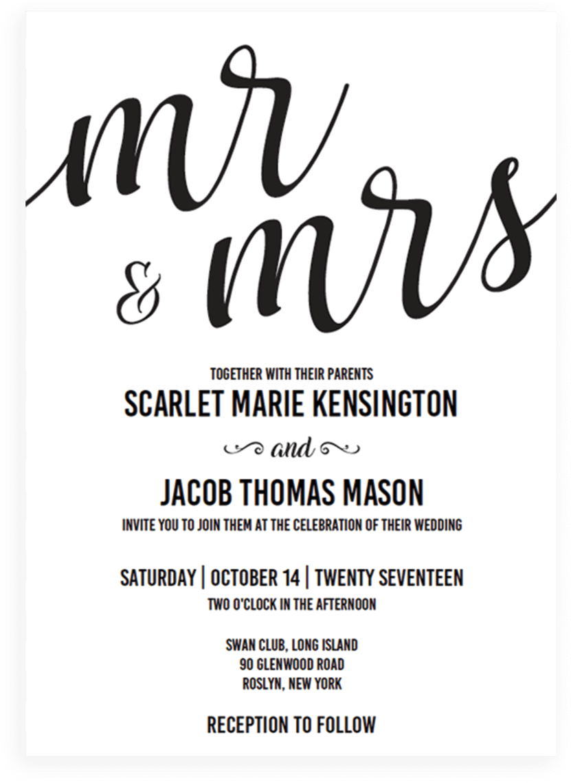 Mr And Mrs Wedding Invitation Template Download - P & N (960x1200), Png Download