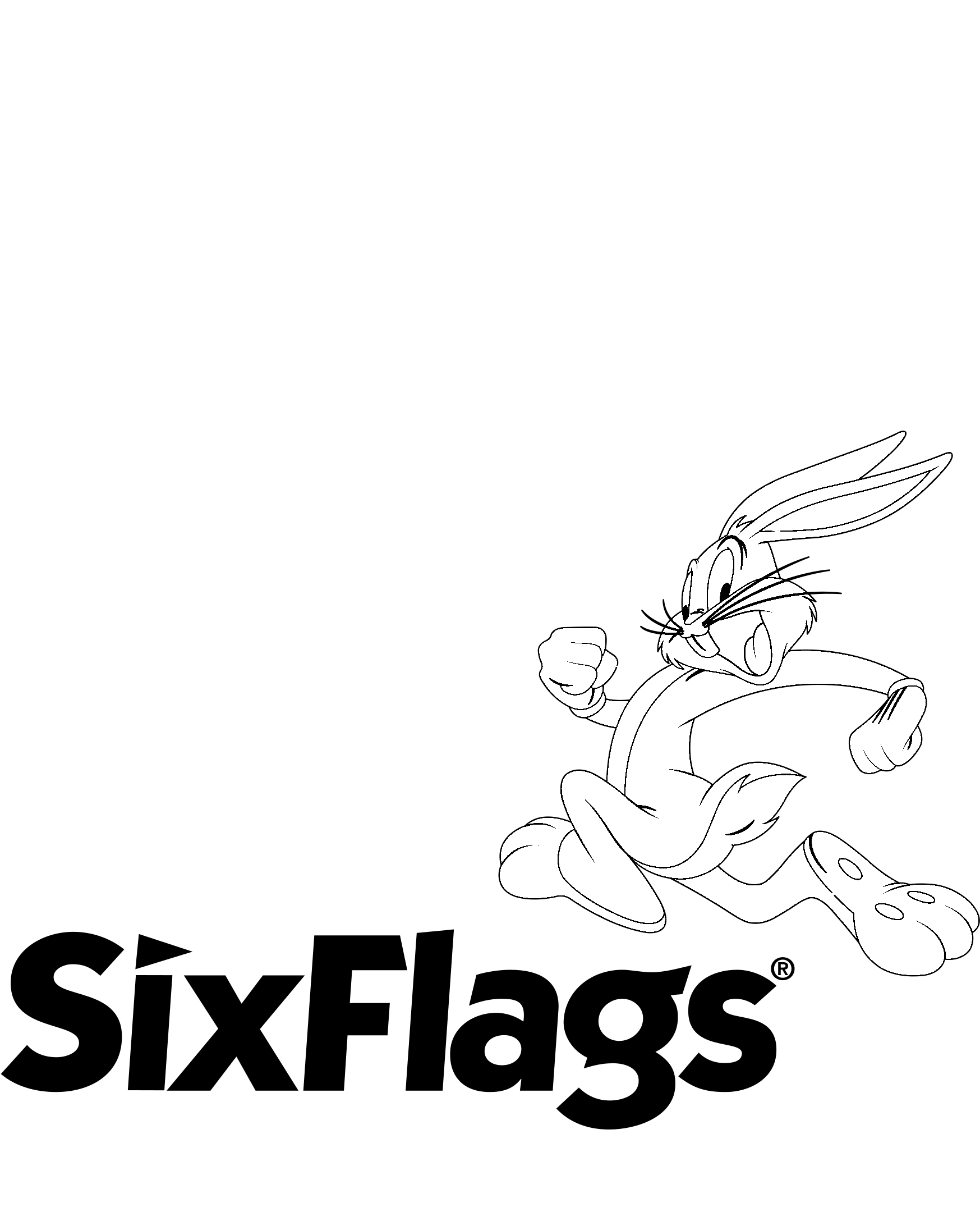Six Flags Belgium Logo Black And White - Six Flags (2400x2400), Png Download