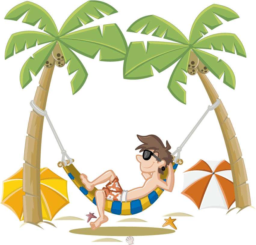 Summer Holiday Beach Cartoon Free Photo Png Clipart - Hammock On Beach Clipart (1181x1181), Png Download
