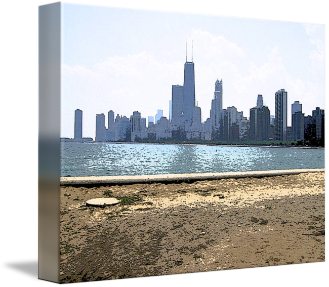 Chicago Skyline From Michigan - Chicago (650x567), Png Download