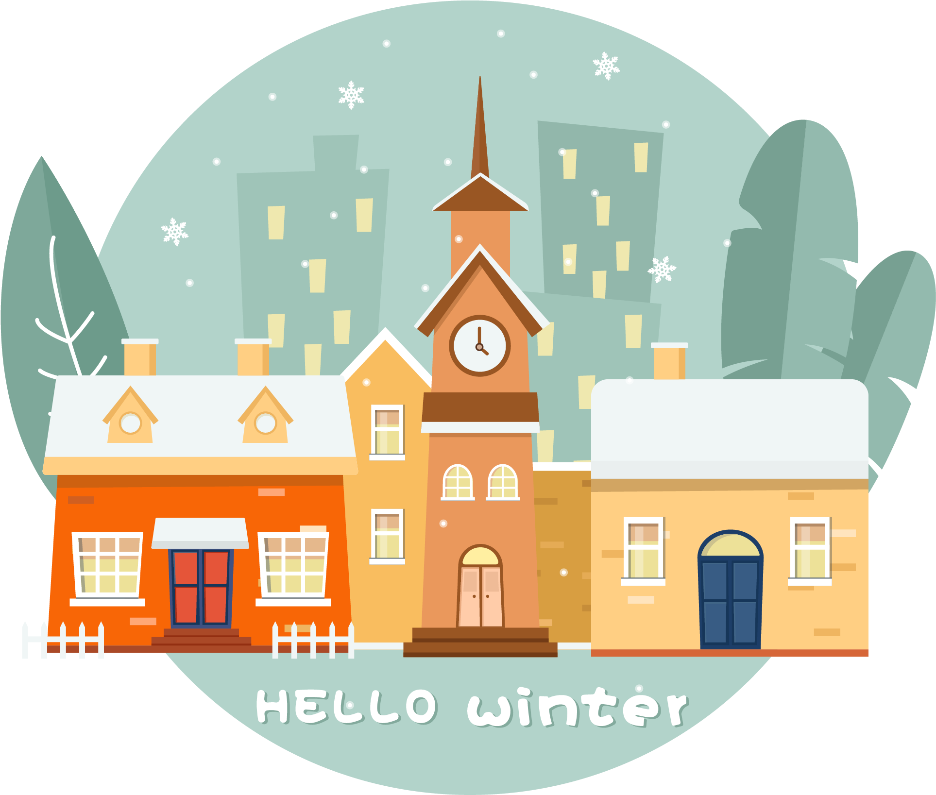 Winter Element Cartoon Warm Color Png And Vector Image - Vector Graphics (2000x2000), Png Download