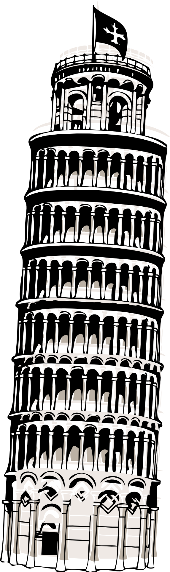 Leaning Tower Of Pisa, Piazza Dei Miracoli, Eiffel - Leaning Tower Of Pisa Clipart (960x1920), Png Download