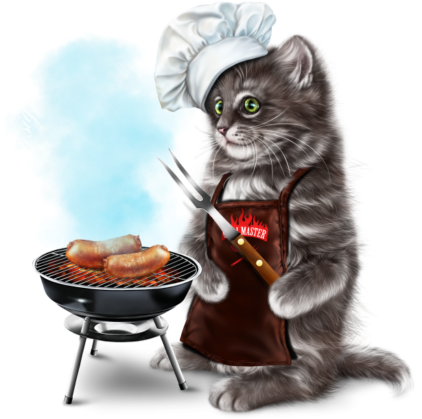 Barbecue Kitty 15 Barbecue, Tube, Clip Art, Cats, Floral, - Hallo Wochenende Gif (640x640), Png Download