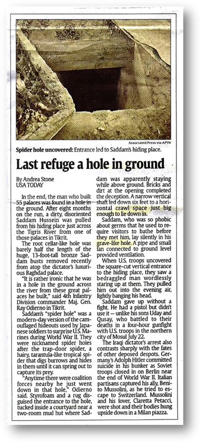 Figure 4- 20 Last Refuge A Hole In Ground - Saddam Hussein Found (392x863), Png Download