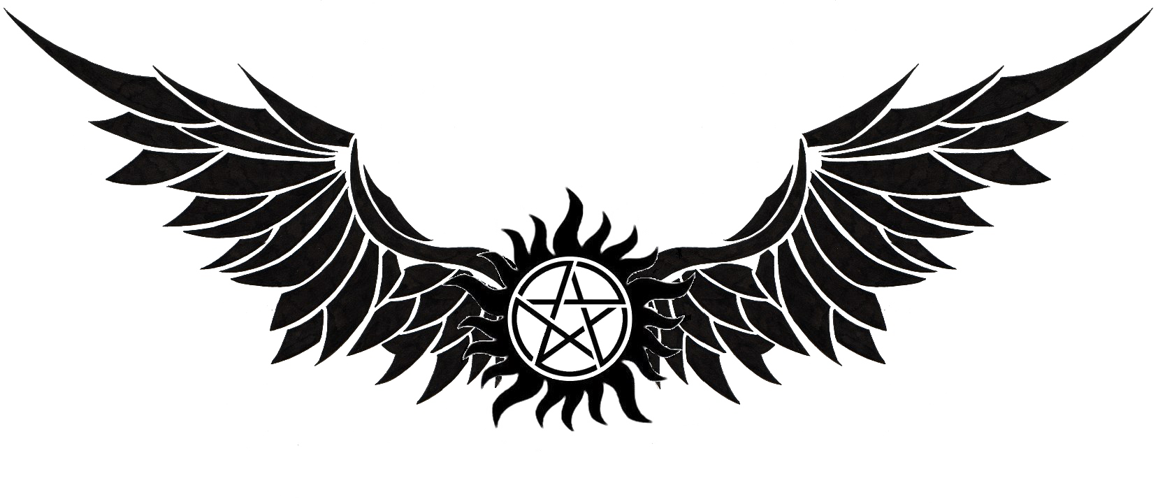 Supernatural Transparent Images - Supernatural Anti Possession Tattoo With Wings (1657x721), Png Download