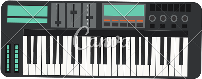 Banner With Colored Piano Keys Png Transparent - Piano Electronico Dibujo (800x800), Png Download