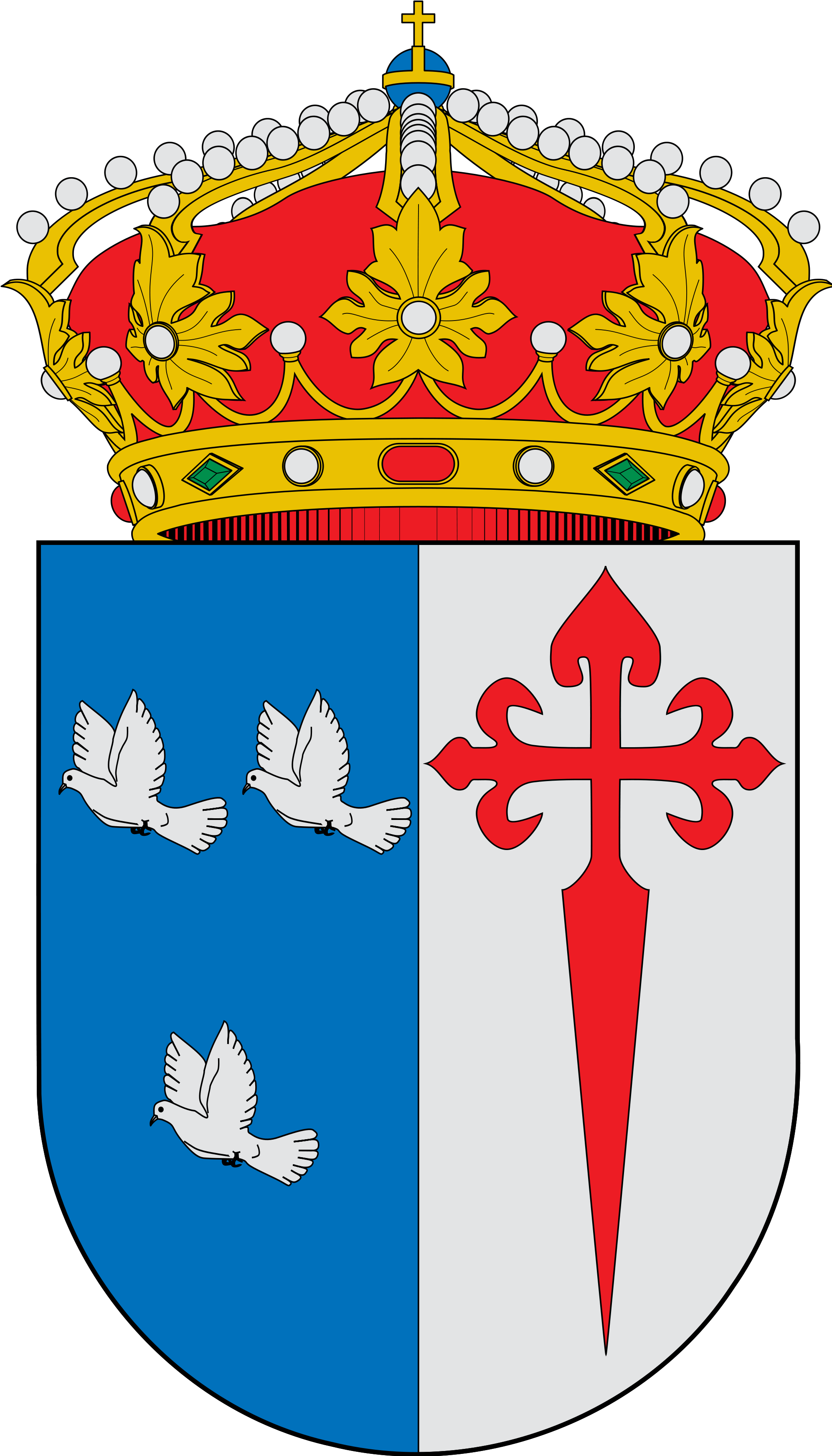 Palomas - Escudo Puebla De La Calzada (338x599), Png Download
