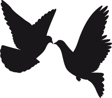 Silhoutte Doves Decal - Silueta De Paloma Volando (374x329), Png Download