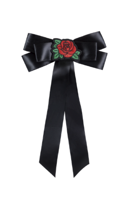 711-01 Moño Negro Con Flor Roja - Rewind Blusa Gris Oxford Mujer (320x480), Png Download