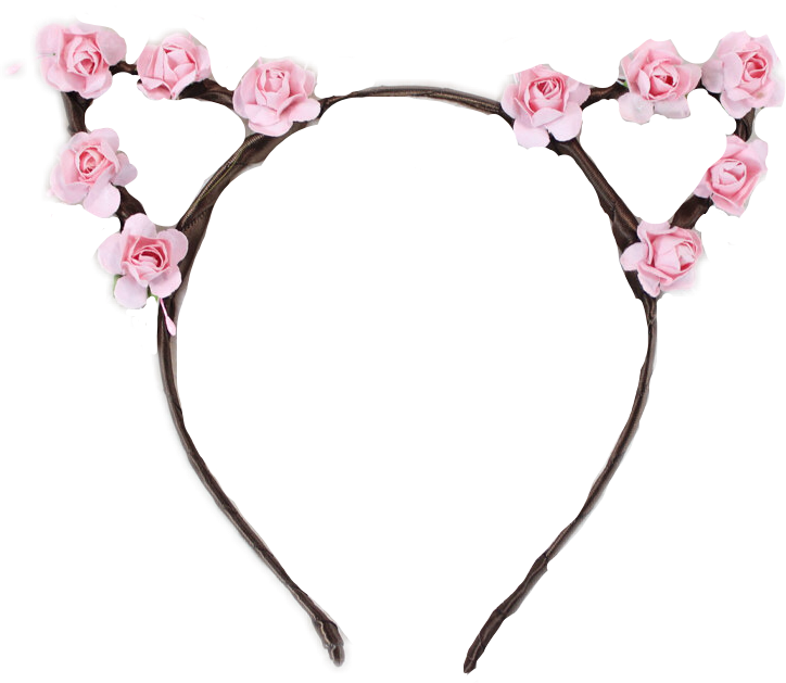 Cat Headband Flowercrown Flower Kitty Pink Roses Crown - Flower Crown Sticker For Picsart (724x629), Png Download