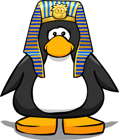 Pharaoh Headdress From A Player Card - Club Penguin Black Penguin (408x479), Png Download