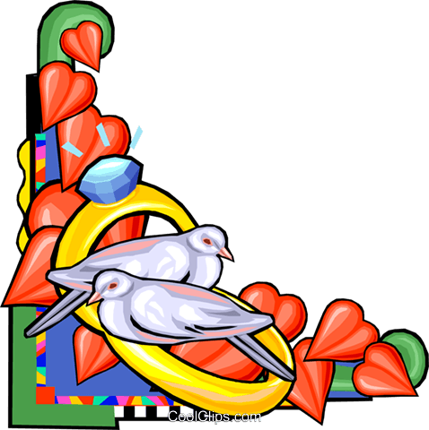 Palomas Con Anillos De Boda Libres De Derechos Ilustraciones - Illustration (478x480), Png Download
