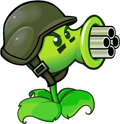 Gatling Pea Fixed - Plants Vs Zombies Gatling Peashooter (431x445), Png Download