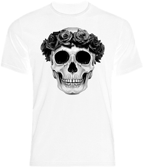 Flower Crown Skull White T-shirt - Wwe Cm Punk T Shirts (555x555), Png Download