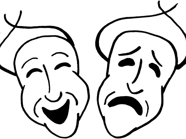 Theater Masks Clipart - Clip Art Comedy Tragedy Masks (640x480), Png Download