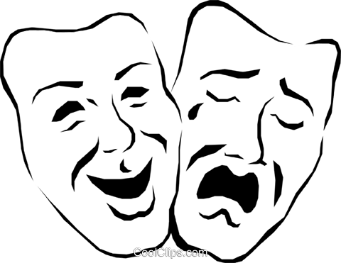 Theatre Masks Royalty Free Vector Clip Art Illustration - Imagens De Máscaras De Teatro (480x371), Png Download