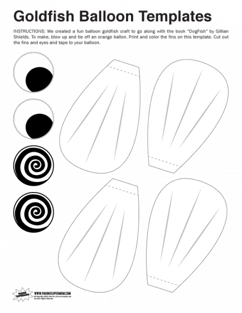 Dogfish Balloon Craft - Fish Balloon Template (480x621), Png Download