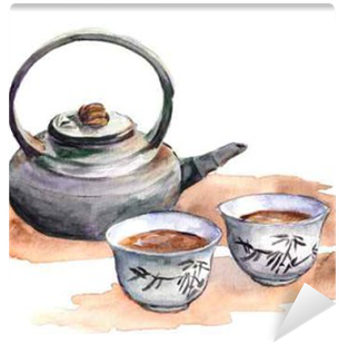 Asian Tea Set For Ceremony - Watercolor Cup (400x400), Png Download
