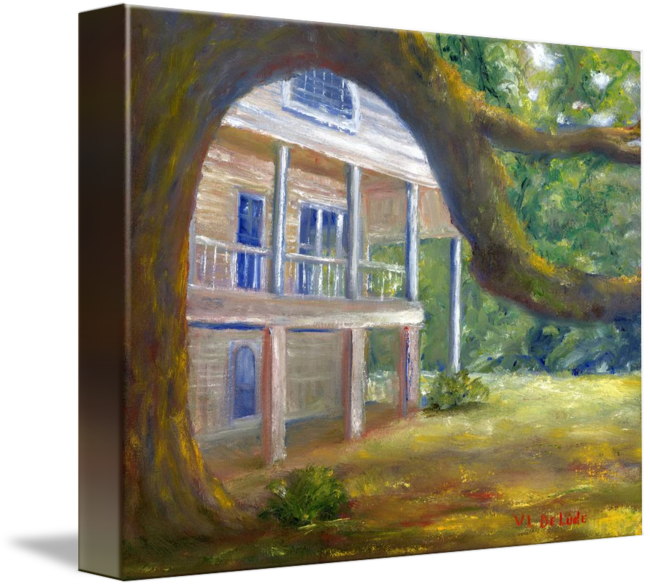Svg Free Download Huge Oak Mansion By Lenora De Lude - Old Southern Louisiana Mansion Plantation (650x587), Png Download