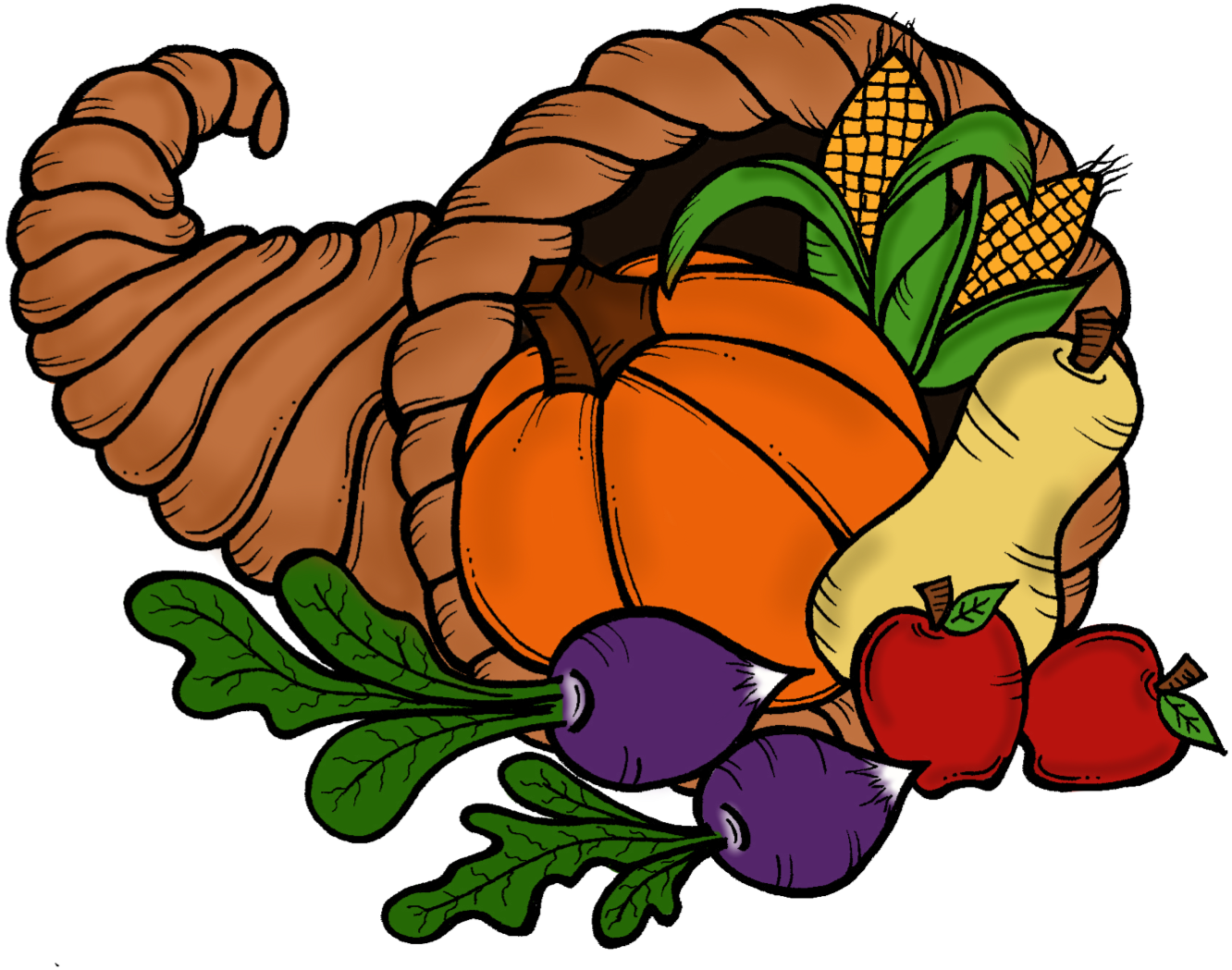 Thanksgiving Cornucopia Png - Cornucopia Clip Art (1356x1076), Png Download