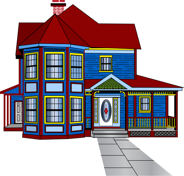 Mansion Illustrations And Clipart - Big Blue House Clip Art (600x575), Png Download
