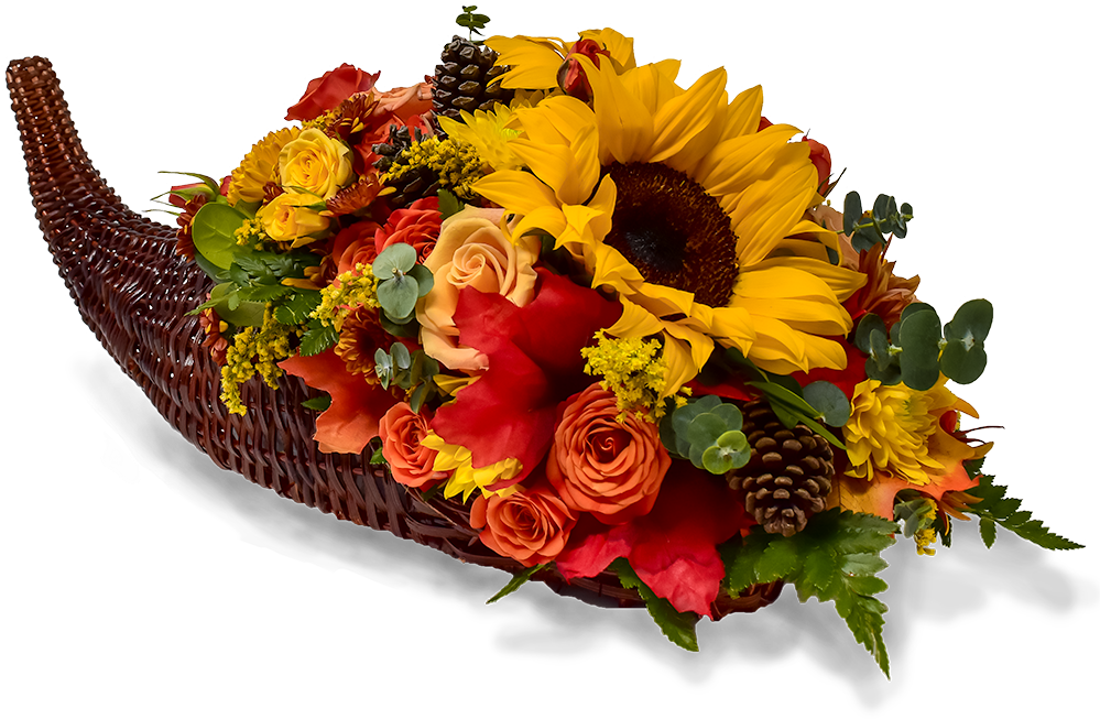 Bountiful Harvest Floral Cornucopia - Cornucopia (1000x1000), Png Download