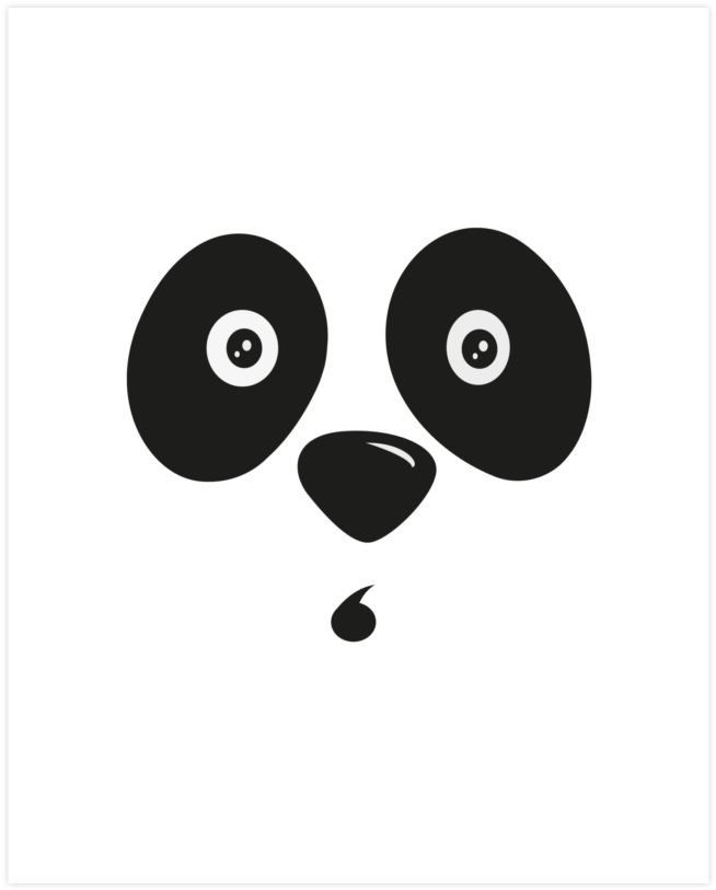 Panda Face Print (740x900), Png Download
