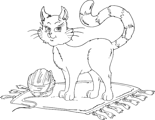 Cat With Ball Of Yarn - Cat (645x497), Png Download