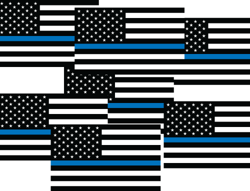 Thin Blue Line Flag Police Support Flag Vinyl Sticker - Blue Line Ornament (round) (500x382), Png Download