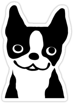 Boston Terrier Smiling Face Sticker - Boston Terrier Tattoo (375x360), Png Download
