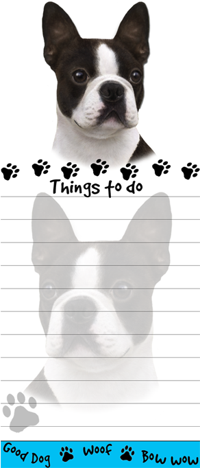 Magnetic Notepad "boston Terrier" - Black Shih Tzu Puppy Magnetic Sticky Note Pad (400x700), Png Download