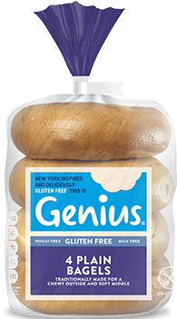 Plain Bagels 4 Pack - Genius Gluten Free Bagels (782x359), Png Download