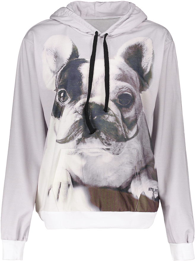Cartoon Dog Print Front Pocket Hoodie Klm13156 - Front Pocket Cartoon Dog Print Hoodie. (700x931), Png Download