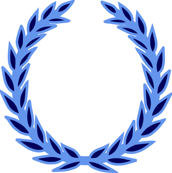 Blue At Clker Com Vector Online Royalty - Vector Blue Laurel Wreath (594x597), Png Download