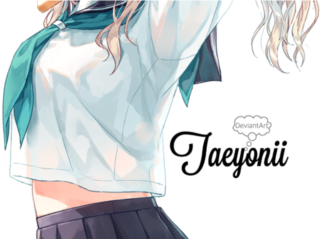 Anime School Girl Png By Taeyonii On Deviantart - Anime Girl With Transparent Background (800x491), Png Download